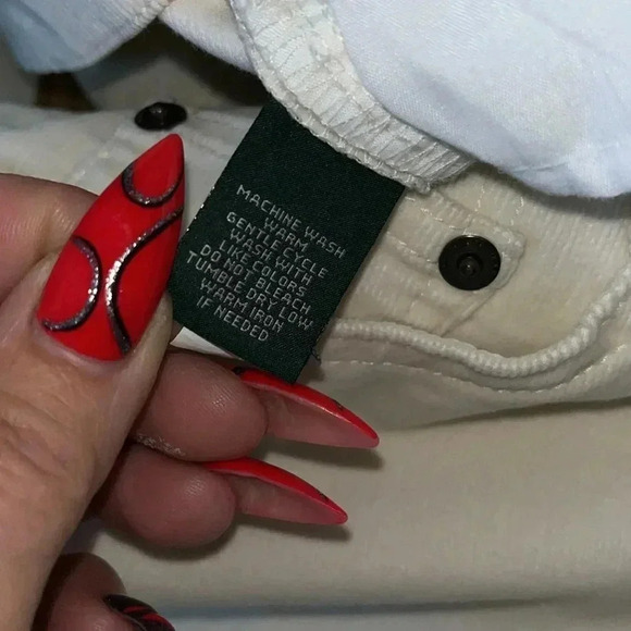 Lauren Ralph Lauren Green Label Corduroy Classic Straight Pants Cream Plus Size - Picture 5 of 8